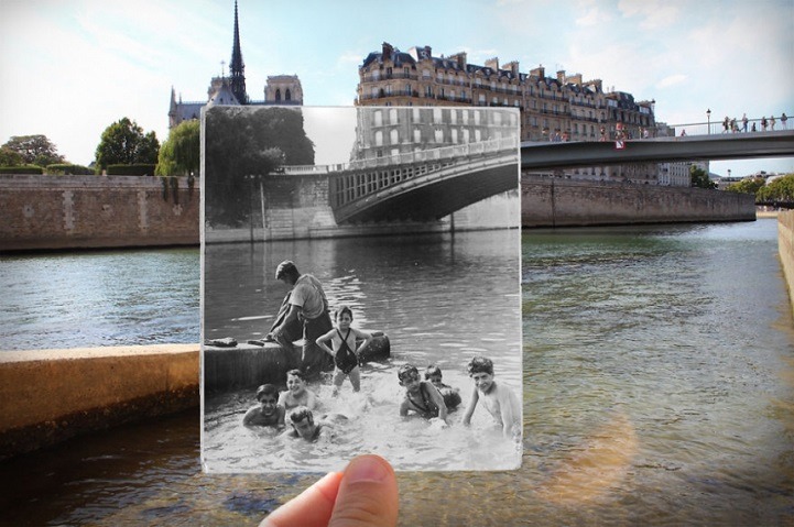 did-you-kno:  mymodernmet:Artist Fuses Vintage Photographs with Present-Day Paris