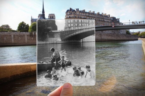did-you-kno: mymodernmet: Artist Fuses Vintage Photographs with Present-Day Paris to Make History Co