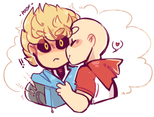 sunsetfemke:  A tiny smoosh,,, Genos are you alright ((((；゜Д゜)))  