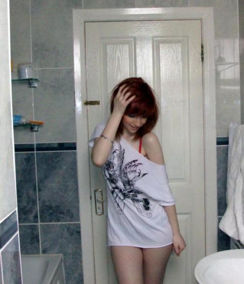harleymorgan93:  She looks even hotter naked http://bestof.empireamateurs.com/red-head-bathroom-fun/ Heart and Re-Blog if you like these and I will add more