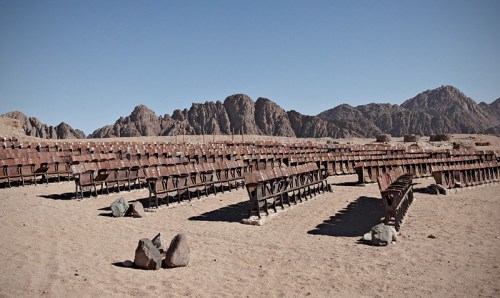 Built some time around 2000, this abandoned outdoor movie theater is located somewhere around the so