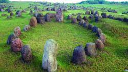 sixpenceee:Lindholm Høje is an Iron Age and Viking Age burial site in Denmark. It contains over 700 graves. The graves are arranged chronologically. The oldest graves from the Iron Age around 400 AD are at the top of the hill. Further down are the younger