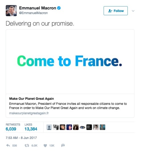 mindblowingscience: Woah, looks like Emmanuel Macron (new president of France) was serious in h