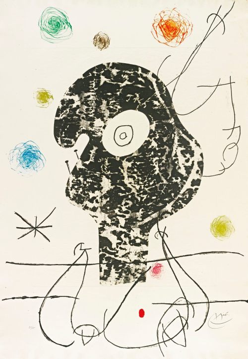 ochyming:Joan Miró    1893-1983   EMEHPYLOP, 1968  Drypoint printed in colors with cement imprint o