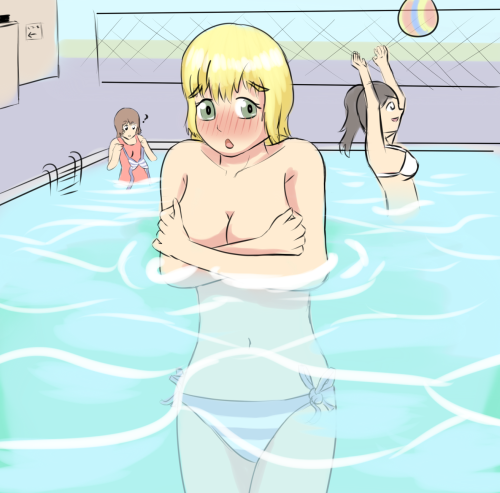 anewenfartist: Amanda is at the pool when she suddenly finds her top is missing! No one has notice