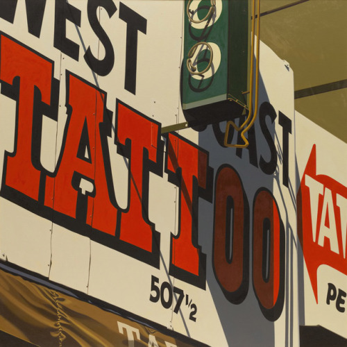 guggenheim-art:Tattoo by Robert Cottingham by Guggenheim MuseumSize: 198.2x198.4 cmMedium: Oil on ca