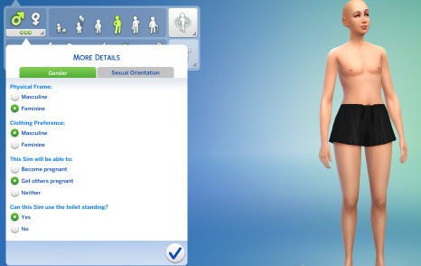 yf option showing on Male Sim with Feminine Frame