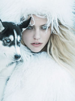 stormtrooperfashion:  Sasha Pivovarova in “Call of the Wild” by Mikael Jansson for Vogue, September 2014