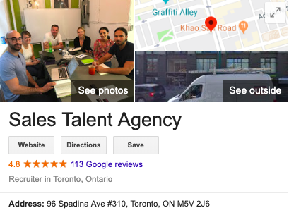 We have the highest number of positive Google reviews among all sales recruitment firms in North America!