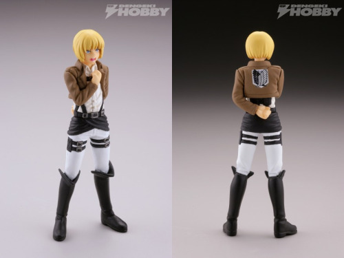 Capsule One has released more images of their next set of SnK figures (Armin, Hanji, Levi, Erwin, & Armored Titan), to be released in July and priced at 400 yen each!The set was originally announced here and follows the first series here.