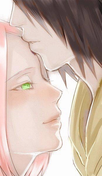 misssassyjay:  Credits to artist.  I love the concept of Sasuke tapping or kissing
