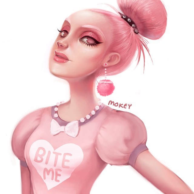 mokeydraws:  Pink princess #werk #eyeliner #trendy #illustration #onwednesdayswewearpink