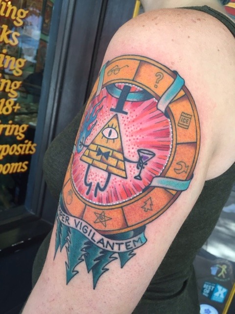still a novice tattoo artist but i'm very proud of myself for this one! BILL  CIPHER TAT!!!!!! : r/gravityfalls