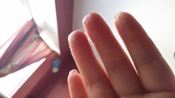 painandadventure:  Such a lovely wet coating on my fingers. Im going to lick every drop.  