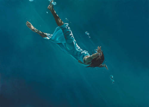 crossconnectmag:  Eric Zener (born 1966, Astoria, Oregon) is an American self-taught photorealist artist best known for figure paintings of lone subjects, often in or about swimming pools. As of 2004 he had created more than 600 works. His paintings,