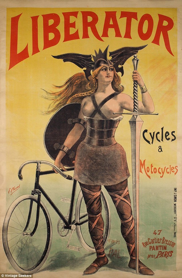 historyinposters:  French advertising poster from 1899 for bicycle company 