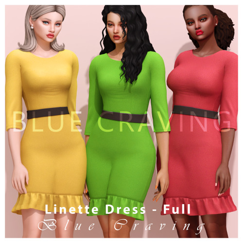 bluecravingcc: SIMS 4 CC - LINETTE DRESS FULL♥ DOWNLOAD ♥ Public release 24/06/2022** 