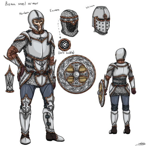 Top: Common Breton Steel Armour, with regional variants. Bottom: Breton Ranger outfit.