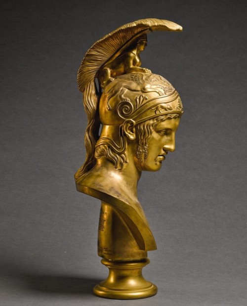 ganymedesrocks:  Achilles, 1821, A gilt bronze Bust, after the Antique, 1821 - Luigi Righetti (1780 - 1852).  Francesco Righetti (1738-1819) and his son, Luigi (1780-1852), were among the foremost bronze casters, from their foundry in Rome in the late