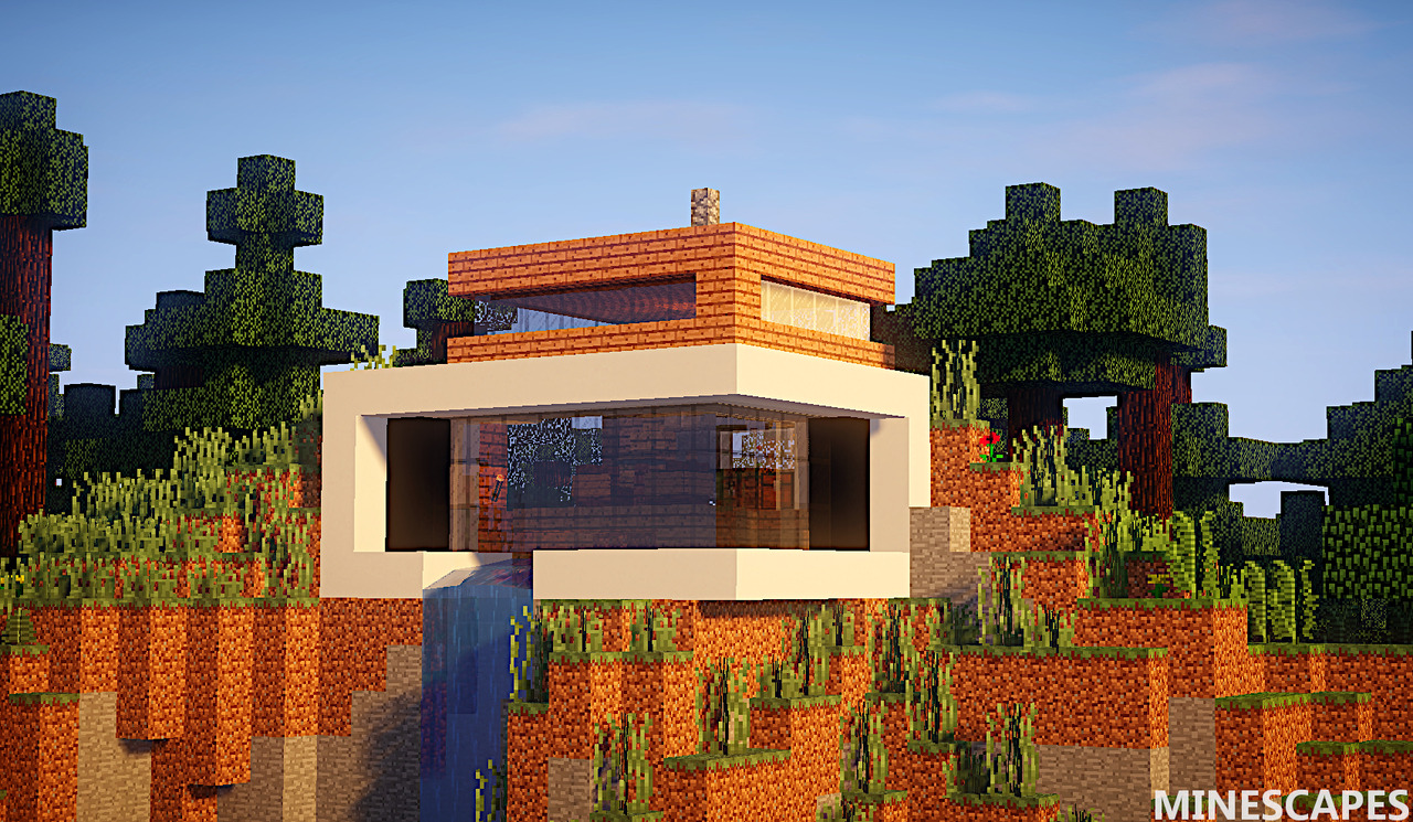 Minecraft Landscapes Minescapes Landscape 53 Modern House On A Cliff