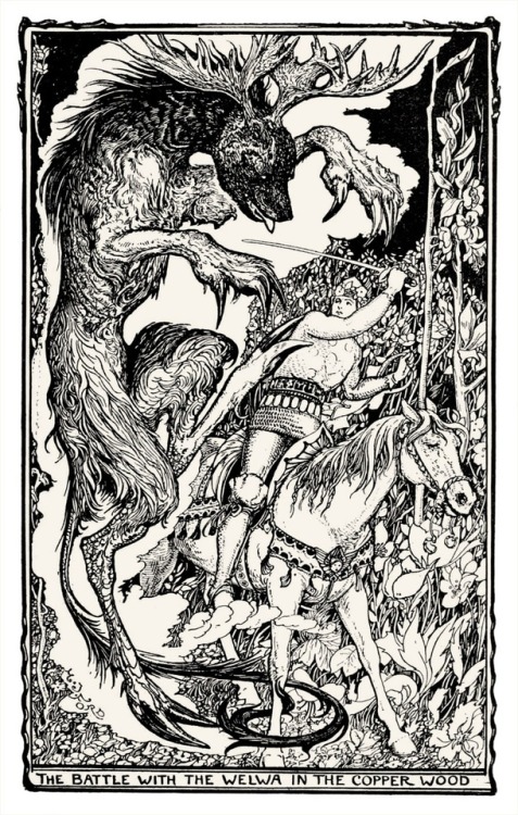 ubeink:“The Battle with the Welwa in the Copper Wood,” illustrated by Henry Justice Ford. c. 1886 - 