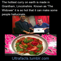 ultrafacts:  It’s so hot that Muhammad Karim has to wear a gas mask and goggles when he serves his curry.(Fact Source) Follow Ultrafacts for more facts