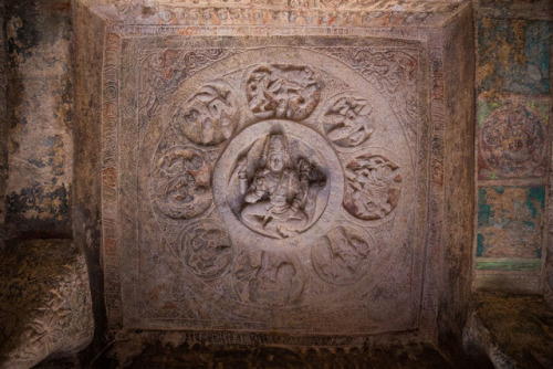 Brahma and dikpalas (the Guardians of the Directions) Badami ceiling, Karnataka, photo by Kevin Stan