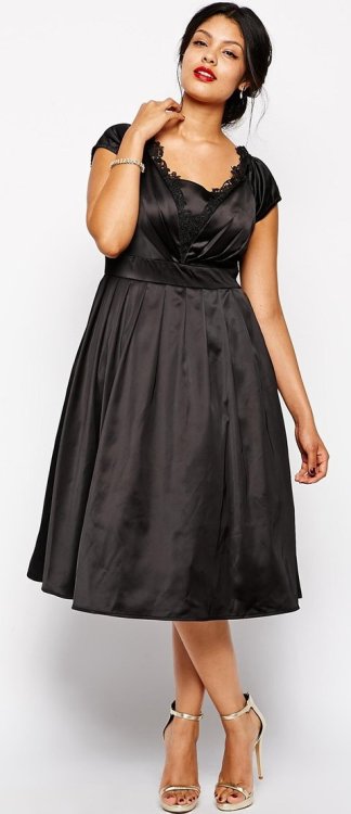 ASOS Curve Chi Chi Plus Satin Midi Prom Dress