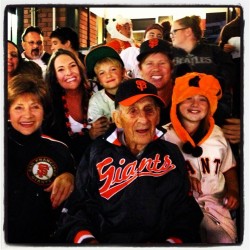 sfgiants:  102 years old and still rocking the #SFGiants gear #Gamer