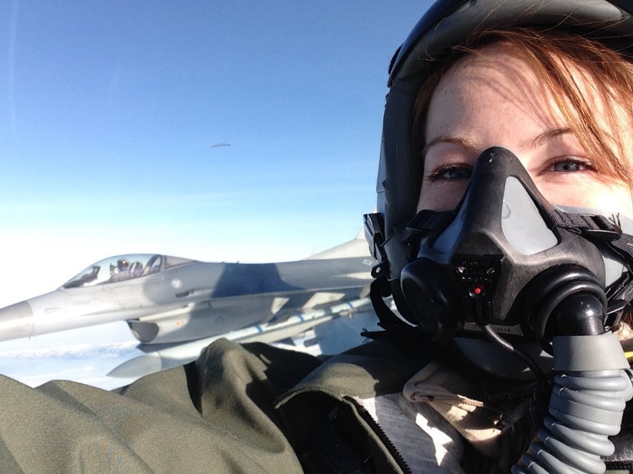 Fighter pilot girl in the Air