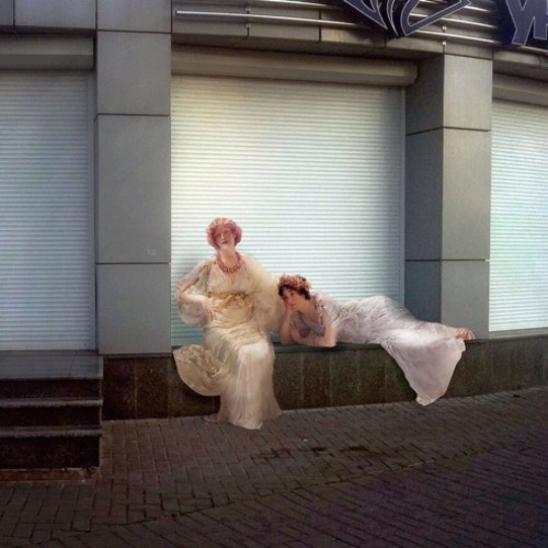 melaningirlo:People from classic paintings inserted into modern city life . Alexey Kondakov .