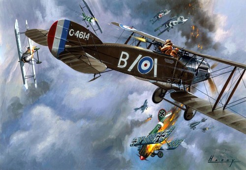 pinturas-gran-guerra-aire:  1917 Bristol F2B C4614 - Wilf Hardy