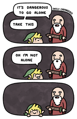 rammwolf:  elvishprincess:  gamefreaksnz:  It’s Dangerous To Go Alone  This warms my heart  It’s dangerous to break the forth wall Link.