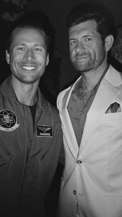 Glen Powell flight suit party