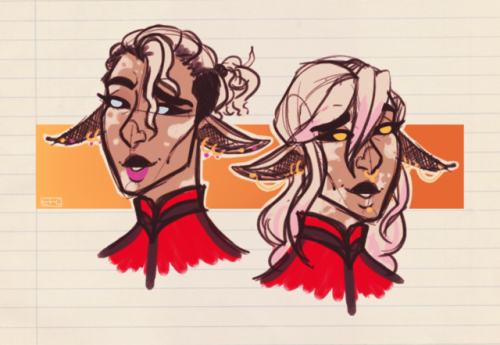 fl0wer-b0ys-art:Love my kids [image description: a drawing of Lup and Taako from the necks up. They&