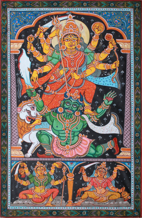 Durga Mahisharuramardini, patachitra from Odisha