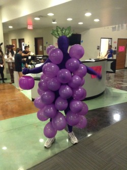 sparksflyupwards:  sparksflyupwards:  So this guy was dressed like grapes for halloween and I asked him if when he got mad he was going to start raisin hell. Poor guy lost it.  UPDATE: He started complaining that the guys he was going to go with wouldn’t