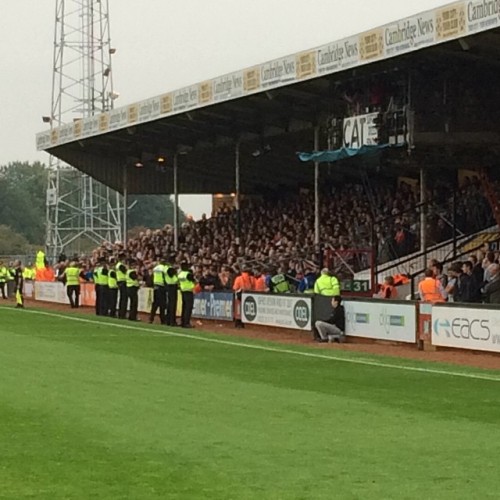 If Luton fans were better behaved, they could watch the match instead of looking at the police