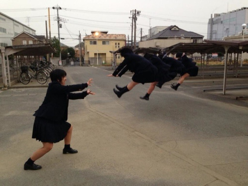  one of the latest twitter trends coming out of Japan is for young school girls to take photos with their friends doing poses and power moves from anime series like Dragon Ball Z.  Here’s hoping this is the next trend in North America.  