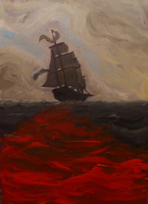 nyanek00: Illustrations for moby dick, 6/10, chapter 64: stubb’s supper, oil on panel, 30x42cm