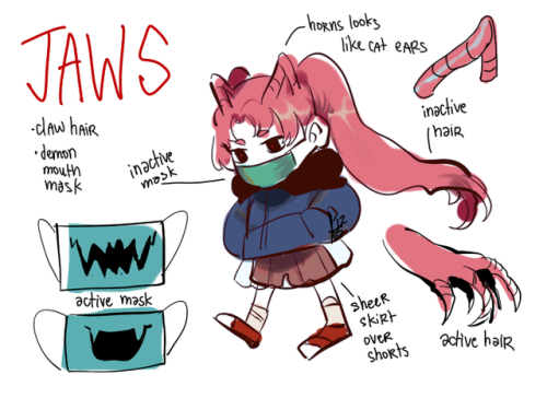 c2oh:  i made an old design into an OC. His/her name is Jaws, or at least that’s what the mask says. Hyperactive but also lazy at the same time. Grew up on a sunflower farm and has 0 understanding of city life.