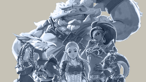 natszume:Link and Zelda with the four Champions