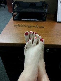 My painted toes at work