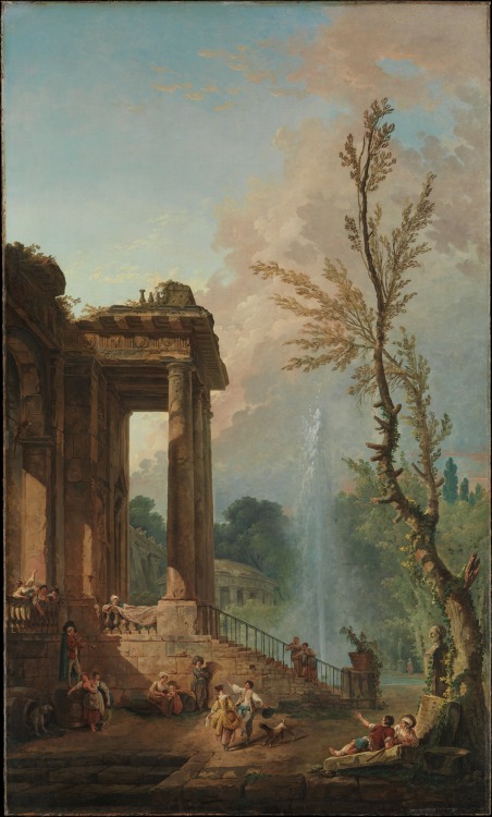 Hubert Robert - The Portico of a Country Mansion - 1773