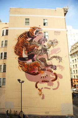 asylum-art:Explosive Anatomy – A look back at the latest street art creations by Nychos the street art creations of Nychos back in 2012, who reveals the anatomy of his characters into explosive and colorful compositions . This talented artist has