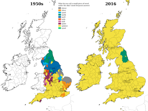 surfcommiesmustdie:mapsontheweb:Standardisation of British English in one image.this is sad