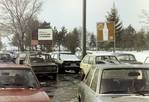 Car park at the main entrance of Budapest Ferihegy International Airport, 1977. From the Budapest Mu