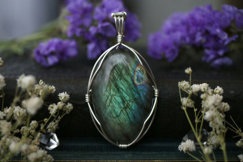 Beautiful rainbow colored labradorite pendants in sterling silver handmade by me.Available at my Ets