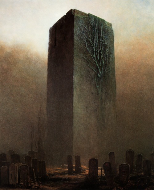 Zdzisław Beksiński (Polish, 1929-2005, b. Sanok, Poland) - Paintings: Oil on Hardboard