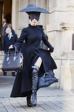  Coat, Boots And Bag By Alexander Mcqueen. Headpiece By Philip Treacy. (Via The Absolute